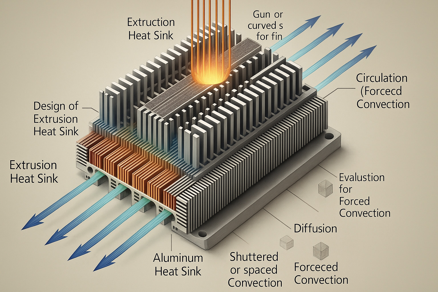 Le principe du dissipateur thermique extrudé